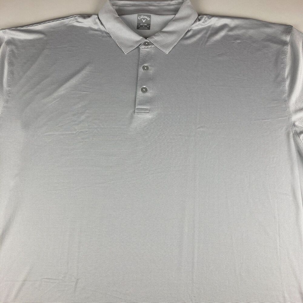 Callaway Opti-Dri Polo Shirt Mens 4XL Gray Striped Golf Performance Big Tall